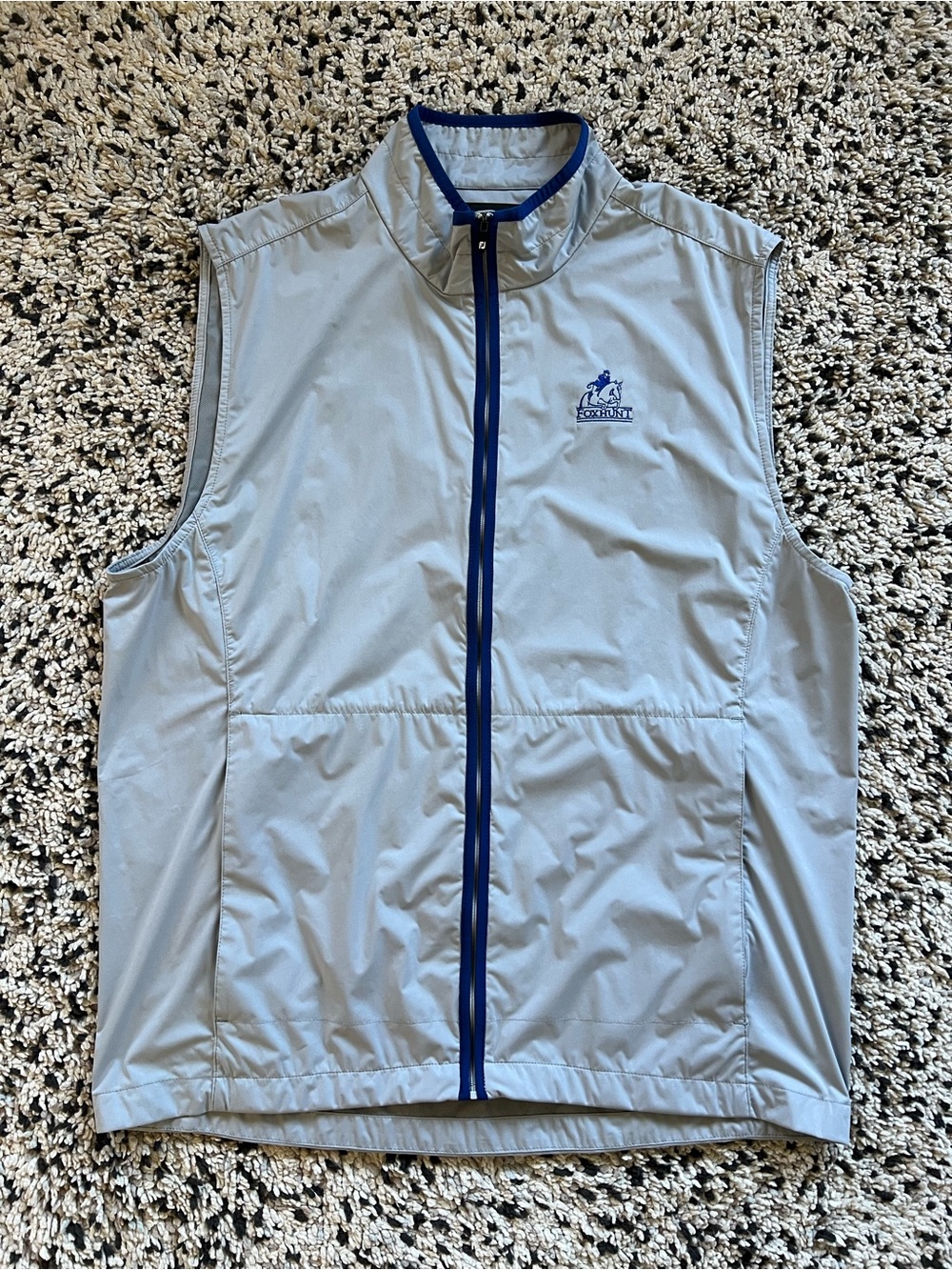FootJoy Golf Lightweight Full Zip Vest Grey Blue Foxhunt Embroidered Logo Large